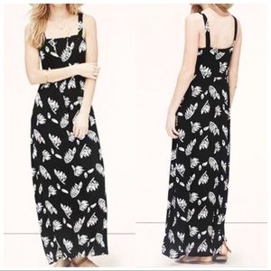 LOFT : size : S : leaf print jersey knit spaghetti strap summer beach maxi dress